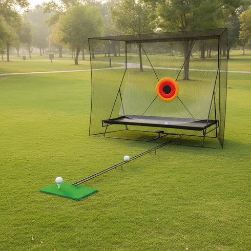 Golf Training Net With Ball Return And Ball Blanket, Large Golf Training Device With Carry Bag For Chipping and Swing, 305 x 244 cm