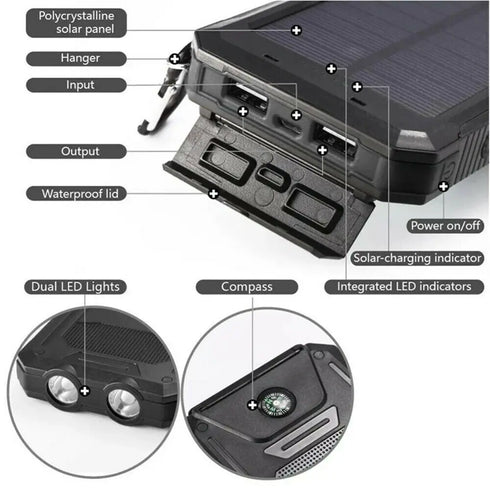 10000000mAh Solar Power Bank last 2USB LED Battery Charger For Cell Phone