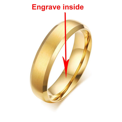 Vnox Personalize Stainless Steel Beveled Edge Brushed Center Ring for Men Women Black Wedding Band Custom Name Letter Date Ring