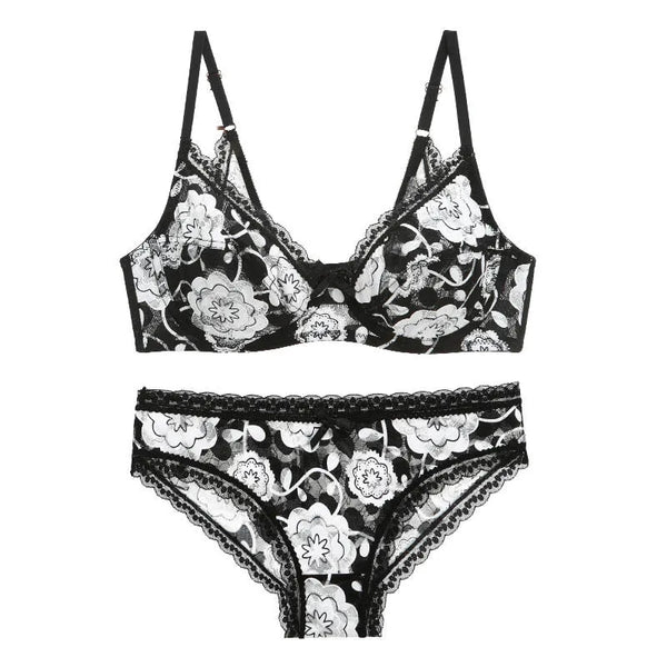 DaiNaFang New Sexy High Quality Women Ultra Thin Thick 75-95 BCDE Cup Bra Sets Lace Push Up Underwear Panties Plus Size Lingerie