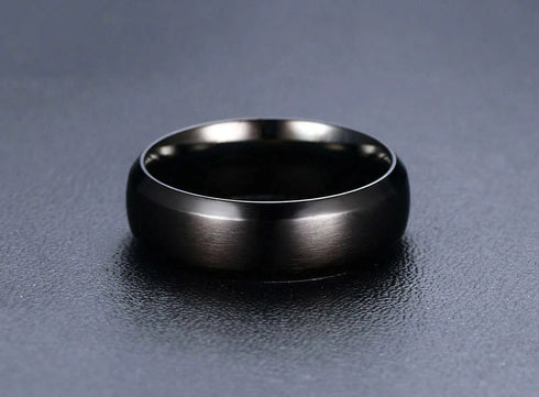 Vnox Personalize Stainless Steel Beveled Edge Brushed Center Ring for Men Women Black Wedding Band Custom Name Letter Date Ring