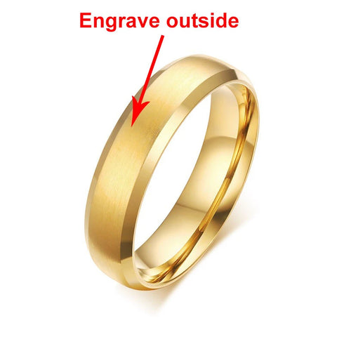 Vnox Personalize Stainless Steel Beveled Edge Brushed Center Ring for Men Women Black Wedding Band Custom Name Letter Date Ring