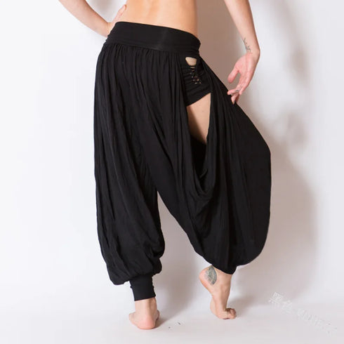 5XL Casual Women Bottoms Harem Pants Sports Baggy Hippie Sexy Hollow Out Streetwear Loose Beach Trousers Ropa Mujer Talla Grande