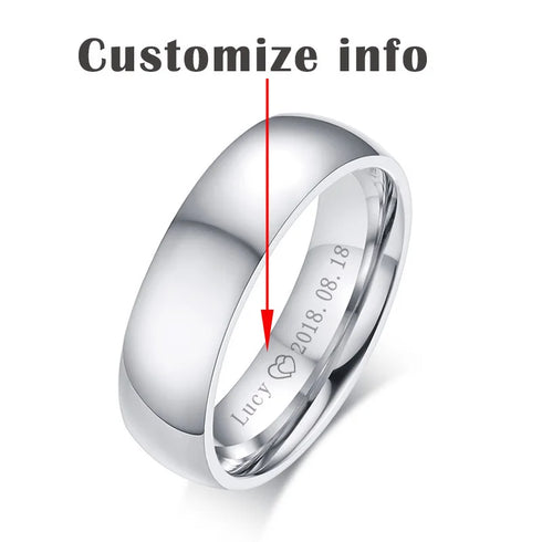 Vnox Basic Wedding Bands Rings for Women Man Customize Name Date Love Info Promise Alliance Anniversary Personalized Gift