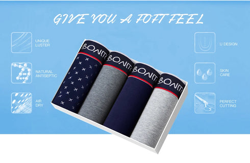 4pcs Boxer Shorts Men's Panties Homme Underpants Boxershorts Underwear for Man Cotton Male Couple Sexy Set Calecon Lot Soft Box
