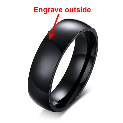 Vnox Personalize Stainless Steel Beveled Edge Brushed Center Ring for Men Women Black Wedding Band Custom Name Letter Date Ring
