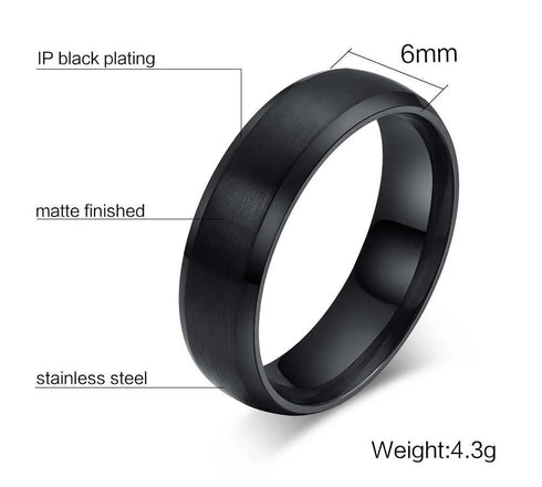 Vnox Personalize Stainless Steel Beveled Edge Brushed Center Ring for Men Women Black Wedding Band Custom Name Letter Date Ring