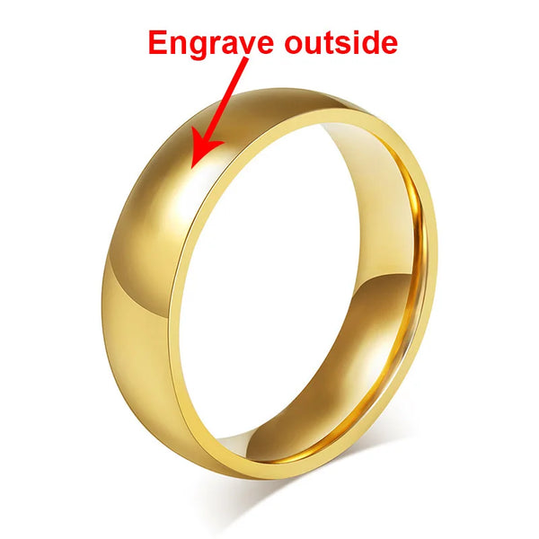 Vnox Personalize Stainless Steel Beveled Edge Brushed Center Ring for Men Women Black Wedding Band Custom Name Letter Date Ring
