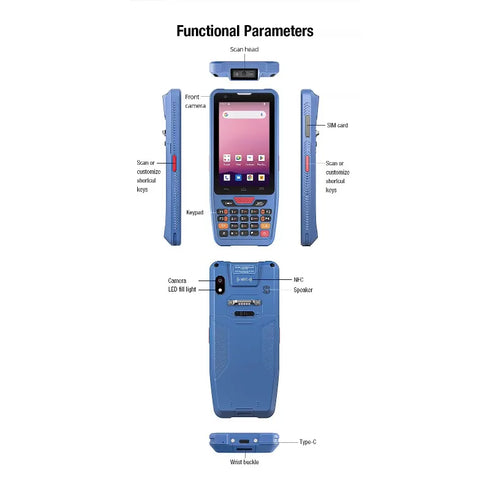 IP67 4 Inch Waterproof Industrial Rugged PDA Handheld Android PDAs Portable Data Terminal NFC Data Collector for Inventory