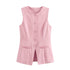 MUJER 2025 White Sleeveless Vest Women Button Summer Vests for Women Jacket Pink Vest Top Women Streetwear Women's Tailored Vest