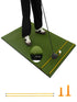 Golf Hitting Mat, 5 ft x 3 ft Artificial Turf Golf Practice Mat w/ 2 Golf Rubber Tees & 2 Alignment Sticks, Portable Golf