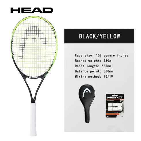 HEAD Tennis Racket Beginner Carbon Composite One-Piece Racket College Students Exercise Sports