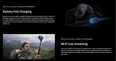 DJI Osmo Action 5 Pro Standard Combo Next-Gen 1/1.3 ″ Sensor Clear OLED Touchscreens 32X Super Slow Motion