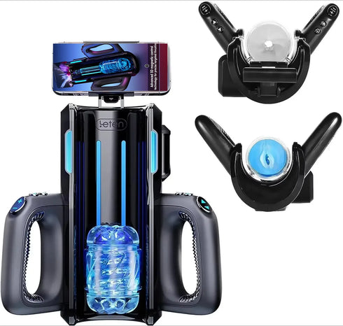 Dual Handles Leten King Sex Machine Electric Thrusting Male Masturbator Orgasm Adult Toys 2 Soft Sleeve Voice Penis Stimulator