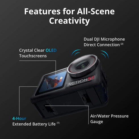 DJI Osmo Action 5 pro camera 1/1.3″ Sensor 4hrs Extended Battery Life, 4K/120fps Video Camera