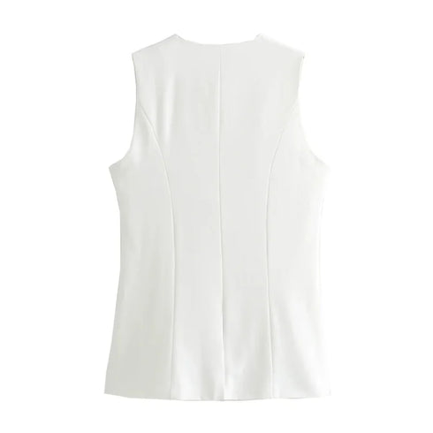 MUJER 2025 White Sleeveless Vest Women Button Summer Vests for Women Jacket Pink Vest Top Women Streetwear Women's Tailored Vest