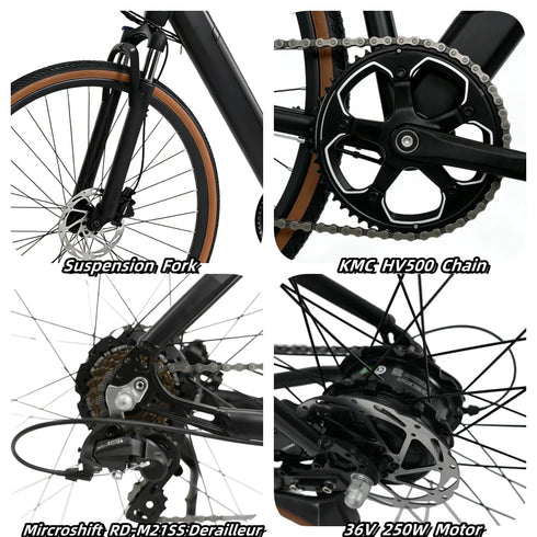 YANGOR 250W Electric Bike, 28" Ultra-Light Frame, Long Range, city & Road Bicycle, Suitable for Both Men and Women E-bike CE EU