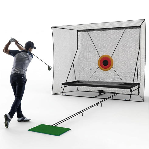 12x9Ft Golf Practice Cage Net Set with Metal Frame & Carry Bag Foldable Easy Setup Practice Nets for Indoor/Outdoor Training