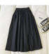 Women Black skirt midi High waist korean style Pleated a line Vintage Clothing 2026 new Summer Casual Fashion Ladies Work Wear