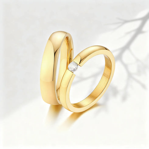 Custom Couple Rings Gift with Card Women Men PVD Plated Gold Name Rings Love Wedding Bands Personalized Name Ring Wedding Gifts