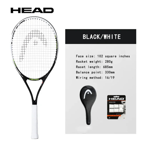 HEAD Tennis Racket Beginner Carbon Composite One-Piece Racket College Students Exercise Sports