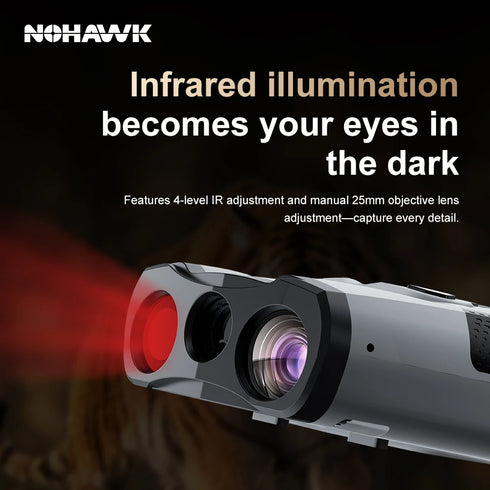 NOHAWK 2K Digital Night Vision Binoculars with Laser Rangefinder 4 Level Infrared Adjustable, Photo/Video Recording for Hunting