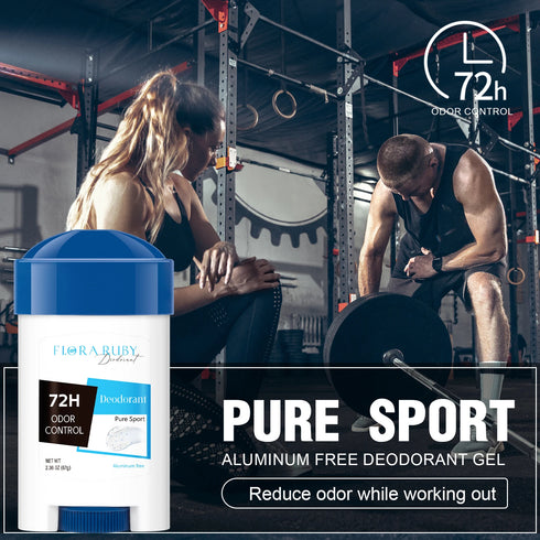 72-Hour Long-Lasting Deodorant Men,Aluminum-Free Fresh Scent,Pure Sport for Gym & Workout,Underarm Odor Body Remove,No Stains