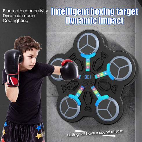Upgraded Kids Smart Bluetooth Boxing Trainer w/ 5-Target Scoring, Built-in Battery & Music for Home Fitness