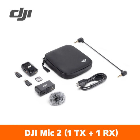 DJI Mic 2 Wireless Microphone with smart Noise Cancelling 32-bit Float Internal record Optimized Sound m Range