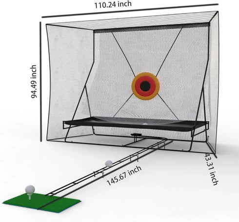 12x9Ft Golf Practice Cage Net Set with Metal Frame & Carry Bag Foldable Easy Setup Practice Nets for Indoor/Outdoor Training