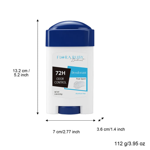 72-Hour Long-Lasting Deodorant Men,Aluminum-Free Fresh Scent,Pure Sport for Gym & Workout,Underarm Odor Body Remove,No Stains