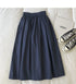 Women Black skirt midi High waist korean style Pleated a line Vintage Clothing 2026 new Summer Casual Fashion Ladies Work Wear