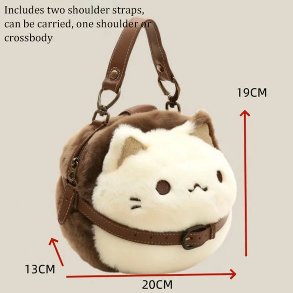 Cute Clutch Bag Plush Backpack Furry Cat Bag Adorable Kitten Handbag for Woman Kids Cartoon 2025 New Kitten Handbag