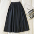 Women Black skirt midi High waist korean style Pleated a line Vintage Clothing 2026 new Summer Casual Fashion Ladies Work Wear