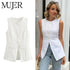 MUJER 2025 White Sleeveless Vest Women Button Summer Vests for Women Jacket Pink Vest Top Women Streetwear Women's Tailored Vest