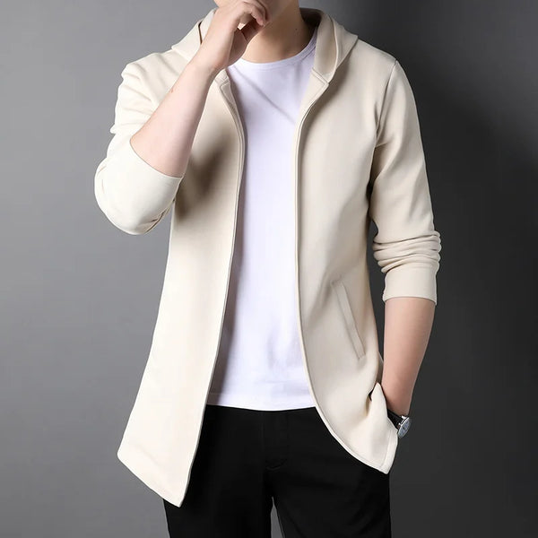 DILEMO Coats High End New Brand Designer Casual Fashion Korean Style Zipper Jackets For Men Solid Color Hooded Men Clothes