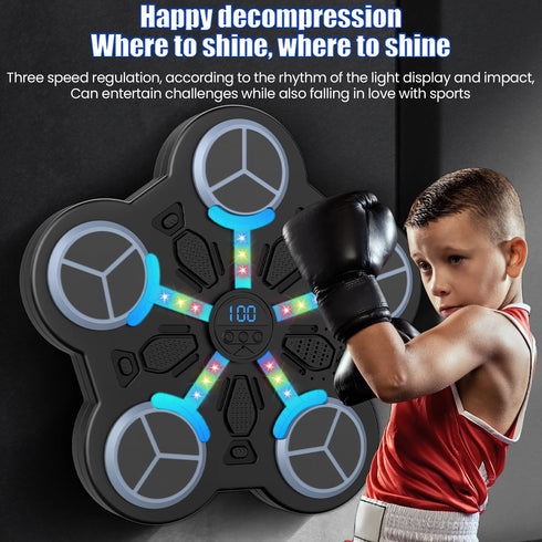 Upgraded Kids Smart Bluetooth Boxing Trainer w/ 5-Target Scoring, Built-in Battery & Music for Home Fitness