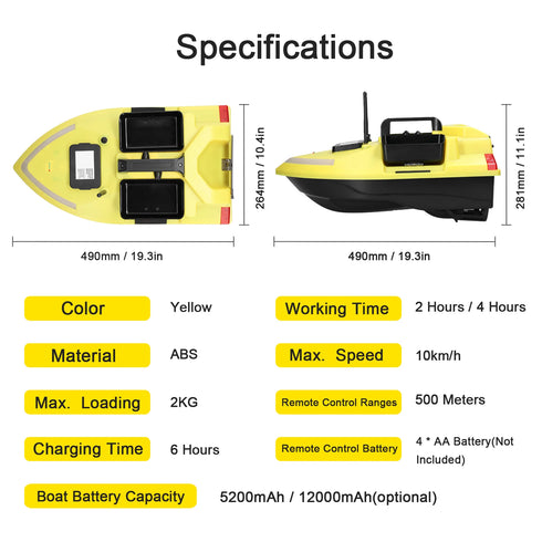 Modern GPS Fishing Bait Boat with 3 Bait Containers 12000mAh Wireless Bait Boat with Automatic Return Function Various styles
