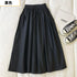 Women Black skirt midi High waist korean style Pleated a line Vintage Clothing 2026 new Summer Casual Fashion Ladies Work Wear