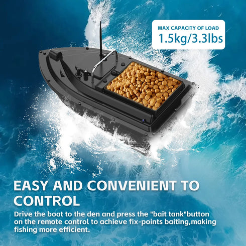 D16 Fishing Bait Boat with Single Bait Containers Automatic Bait Boat with Remote Control with 400-500M Remote Range 12000mAh