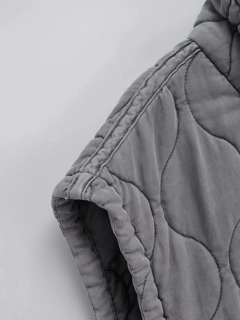 Autumn Winter Women Standing Collar Light weight Sleeveless Cotton Coat Vest Women Pocket Decoration Tank Top