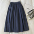 Women Black skirt midi High waist korean style Pleated a line Vintage Clothing 2026 new Summer Casual Fashion Ladies Work Wear