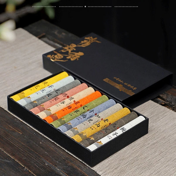12 Types of Natural Incense Per Box Sandalwood Osmanthus Incense Stick Home Fragrance Aroma Blessing Ceremony Pray Buddha Cense