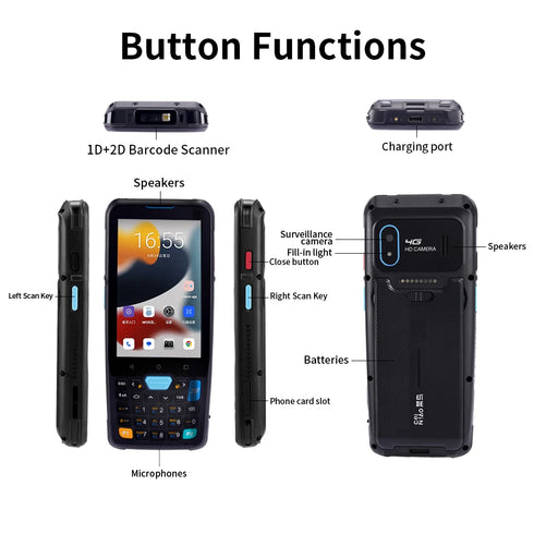 YK957 JR Android 2d Qr Code Reader Handheld Terminal Pda Android Barcode Scanner with Nfc Rfid Reader Medical Device Pdas 4+64g