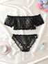 Polka Dot Pattern Semi-sheer Design Lingerie Set Bustier Top And Panty Sets Women's Clothing