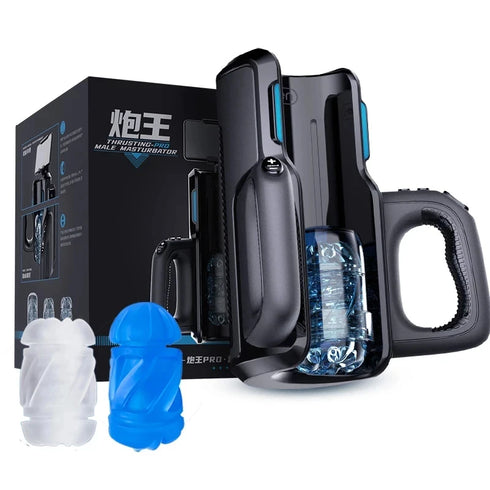 Dual Handles Leten King Sex Machine Electric Thrusting Male Masturbator Orgasm Adult Toys 2 Soft Sleeve Voice Penis Stimulator