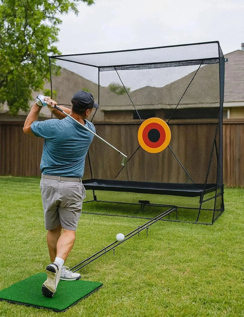 3x2.4m Golf Practice Net Automatic Ball Return Heavy Duty Hitting Net With Noise Reduction Target For Indoor Garden Training