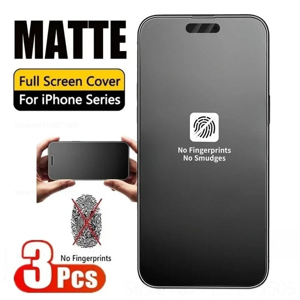 3Pcs Matte Tempered Glass Film for iPhone 17 16 15 14 Pro Max 17 Air Screen Protector for iPhone 13 12 11 Pro 16e 15 Plus XS XR