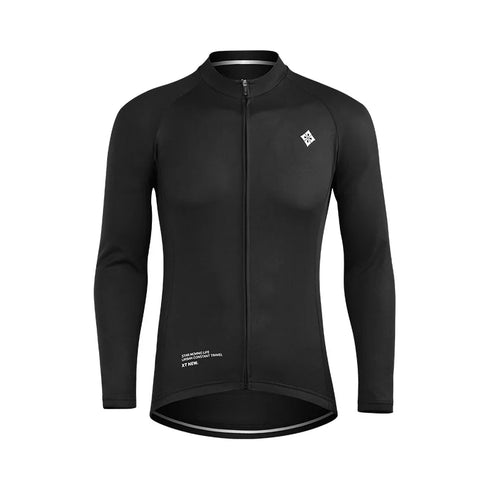 XINTOWN Men's Long Sleeve Cycling Jersey, Spring/Summer Racing Apparel, Export Bicycle Clothing, Solid Color Long Top