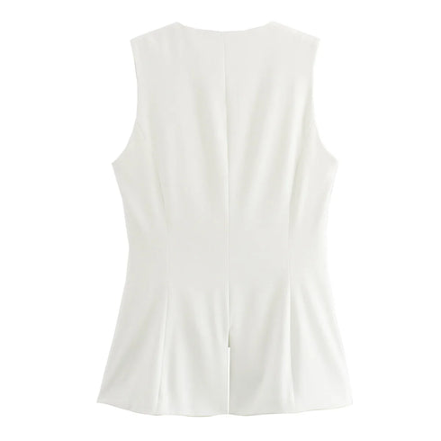 MUJER 2025 White Sleeveless Vest Women Button Summer Vests for Women Jacket Pink Vest Top Women Streetwear Women's Tailored Vest